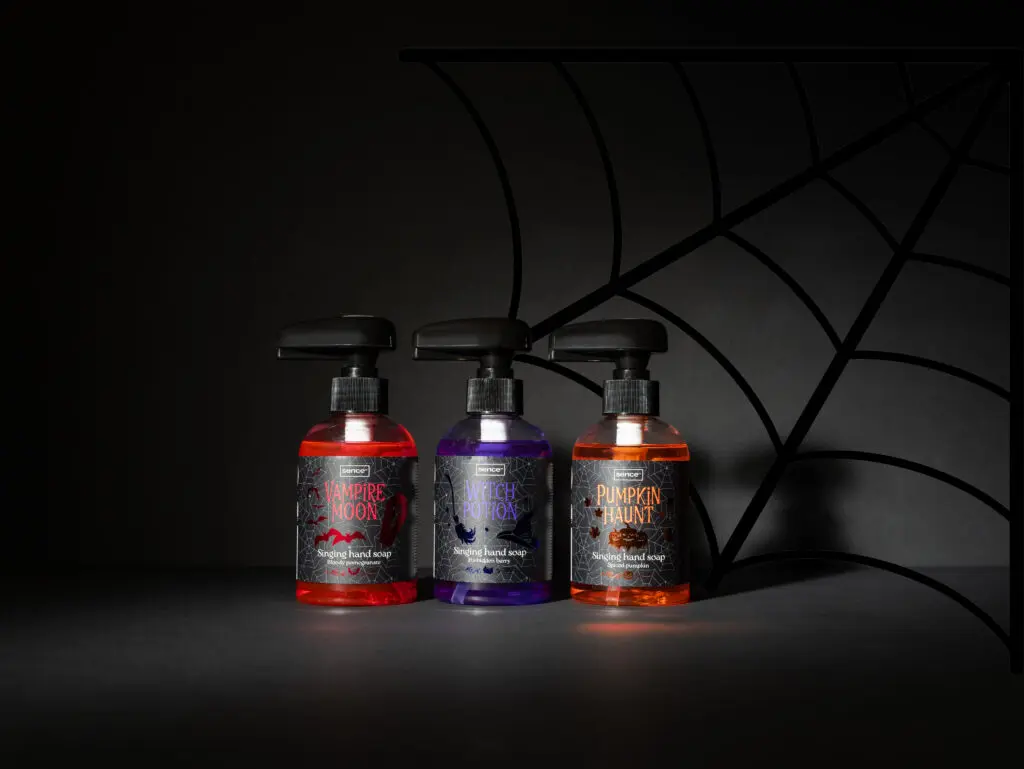 Sence Halloween Singing Hand Soap in Vampire Moon, Witch Potion and Pumpkin Haunt