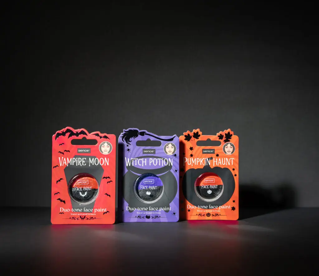 Sence Halloween Duo Face Paint in black with orange, purple and red