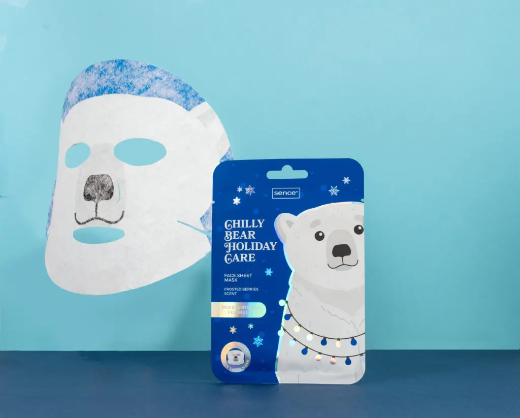 Sence Christmas Treats Face Sheet Mask with polar bear design