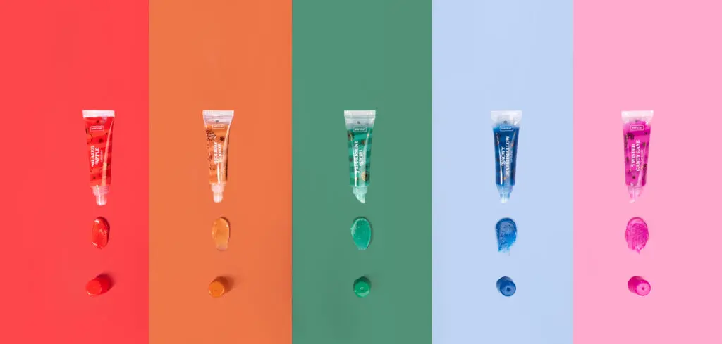 Sence Christmas Treats swirl lip glosses on colourful panels