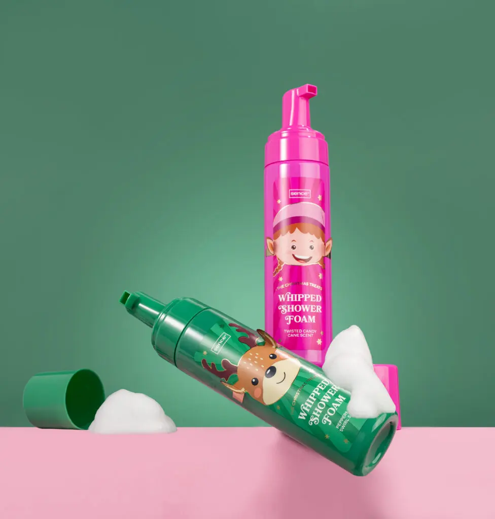 Sence Christmas Treats Whipped Shower Foam bottles with foam