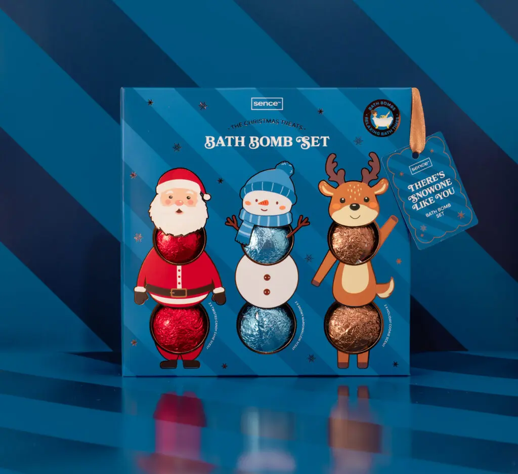 Sence Christmas Treats Bath Bomb Set with Santa, snowman and gingerbread bath bombs